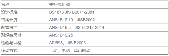 美標截止閥標準尺寸表